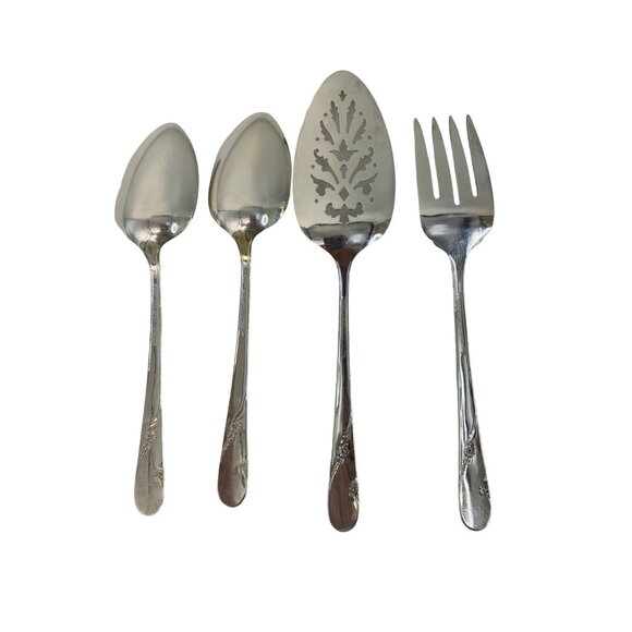 Bridal Wreath VTG 50s Oneida Tudor Plate Serving 4 piece Set 7594 - Picture 2 of 6